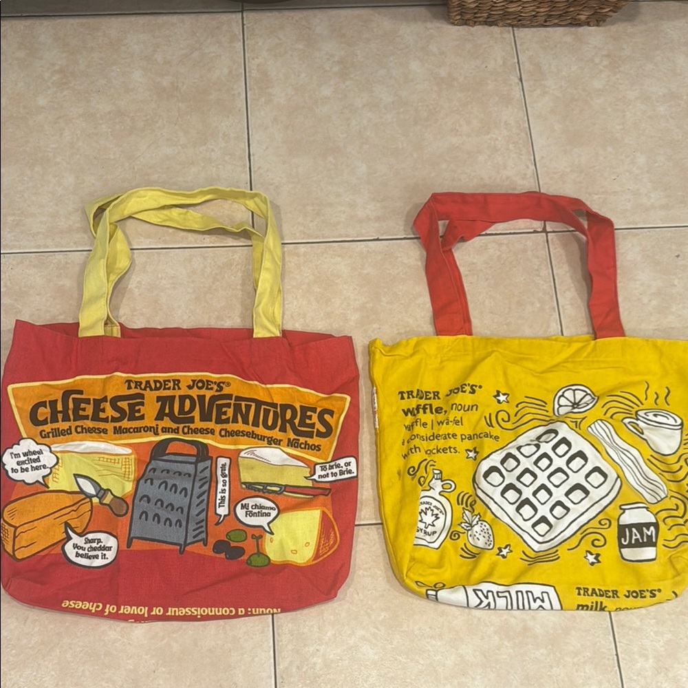 Trader Joe's Reusable Tote Bags - Red and Yellow